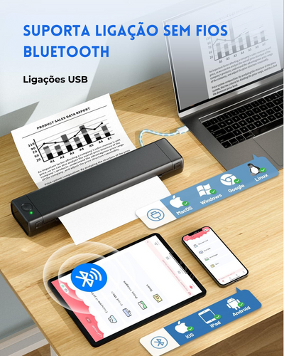 Impressora portátil com Bluetooth